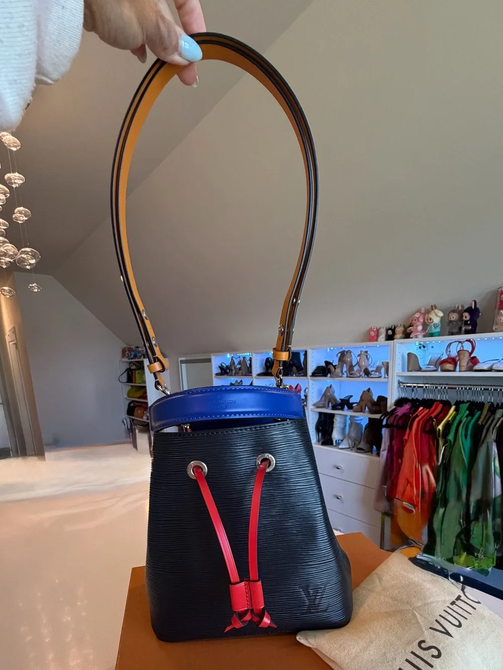 Louis Vuitton NeoNoe BB blue black yellow red bucket bag